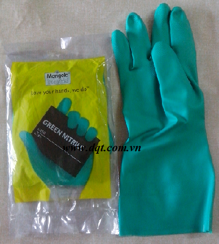 găng tay chống hóa chất malaysia màu xanh